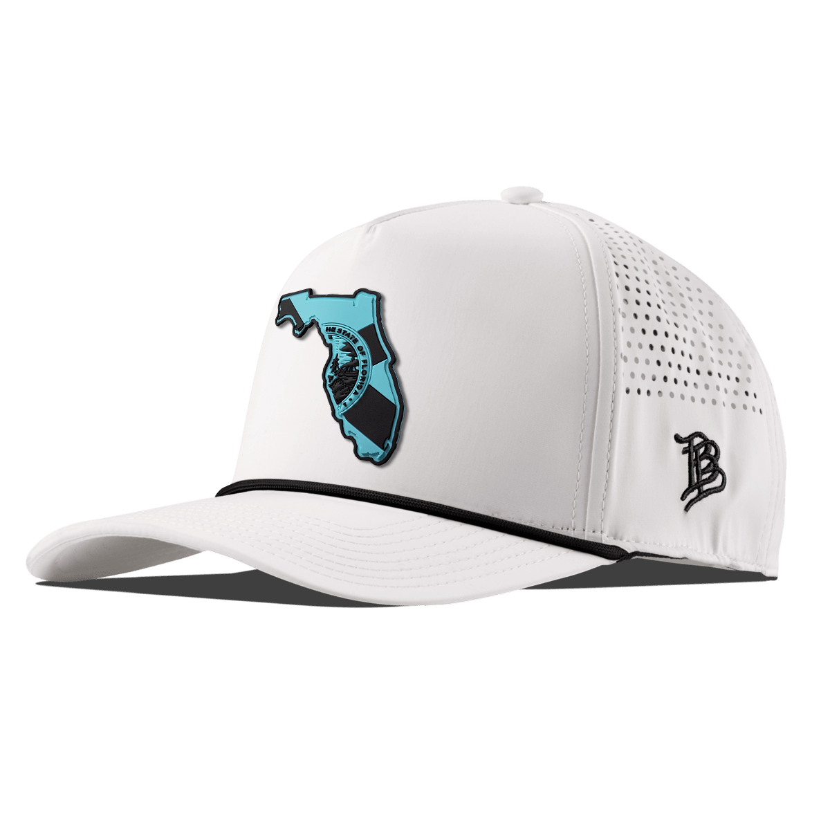 Florida Turquoise Curved 5 Panel Rope White/Black