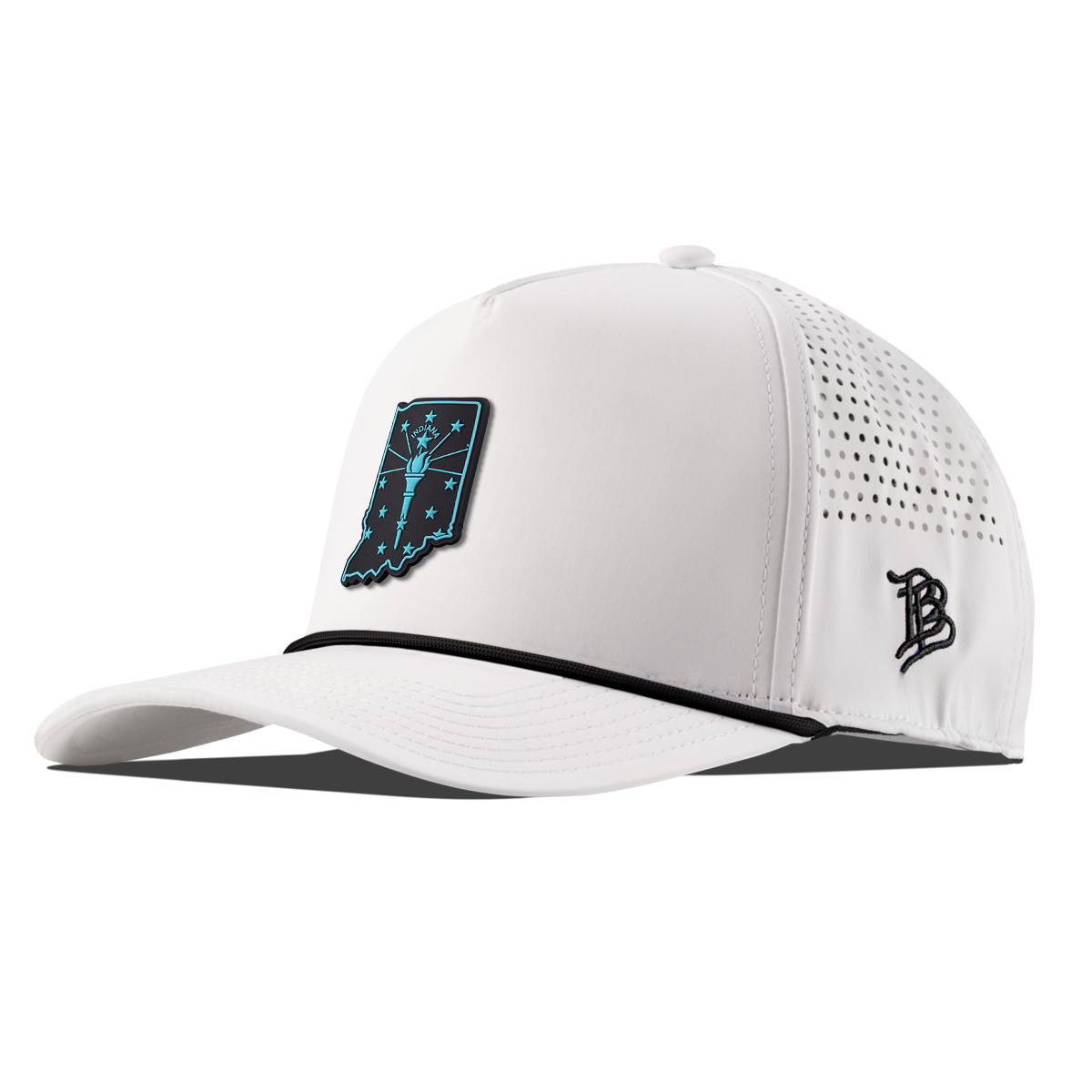 Indiana Turquoise Curved 5 Panel Rope White/Black