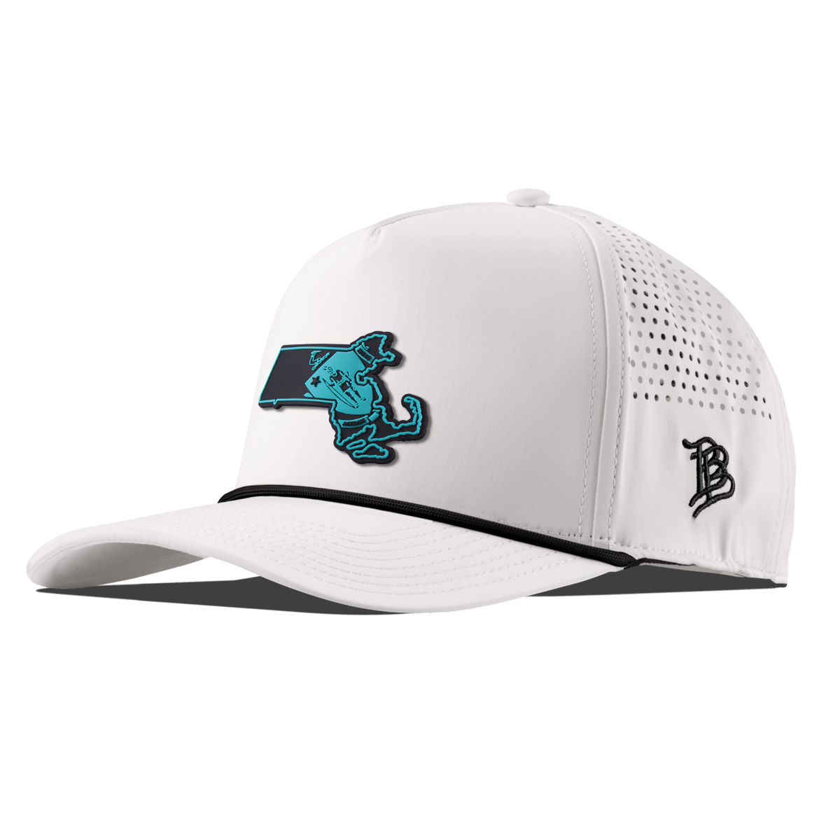 Massachusetts Turquoise Curved 5 Panel Rope White/Black