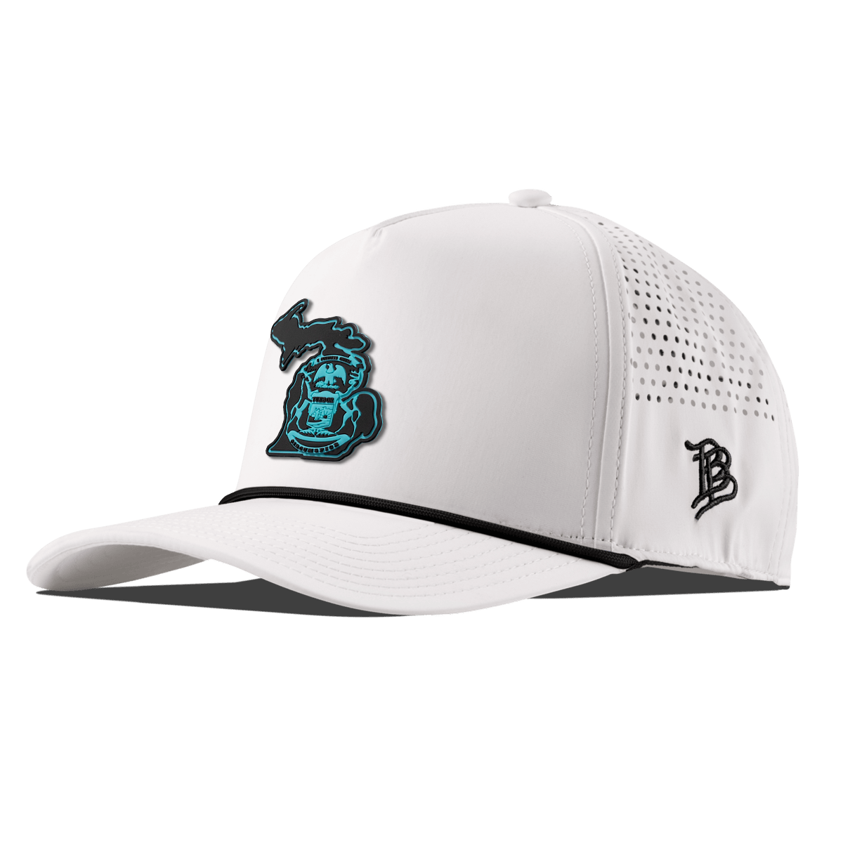 Michigan Turquoise Curved 5 Panel Rope White/Black