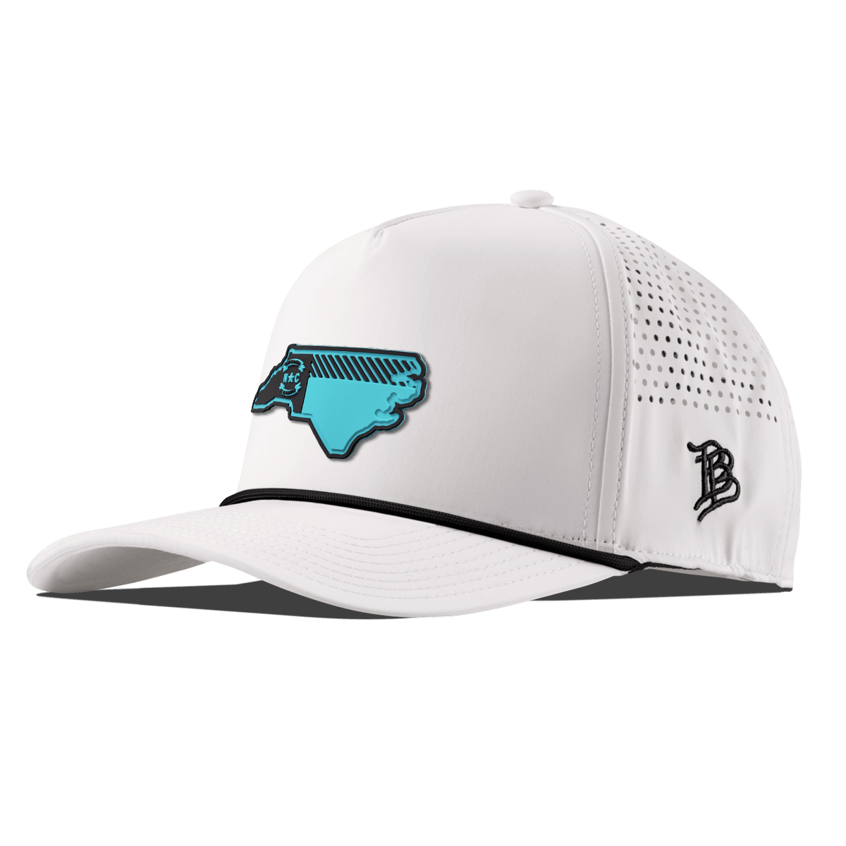 North Carolina Turquoise Curved 5 Panel Rope White/Black