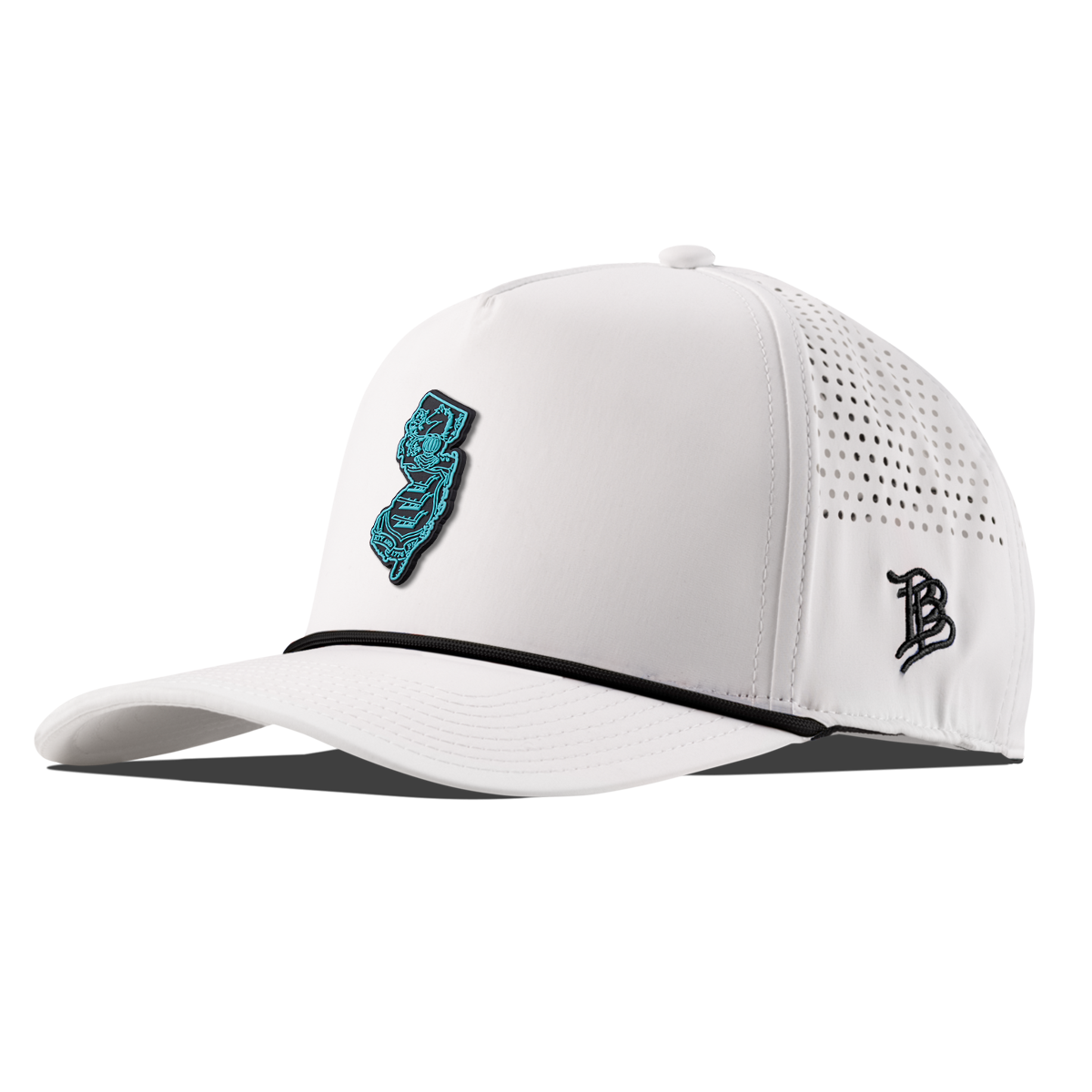 New Jersey Turquoise Curved 5 Panel Rope White/Black