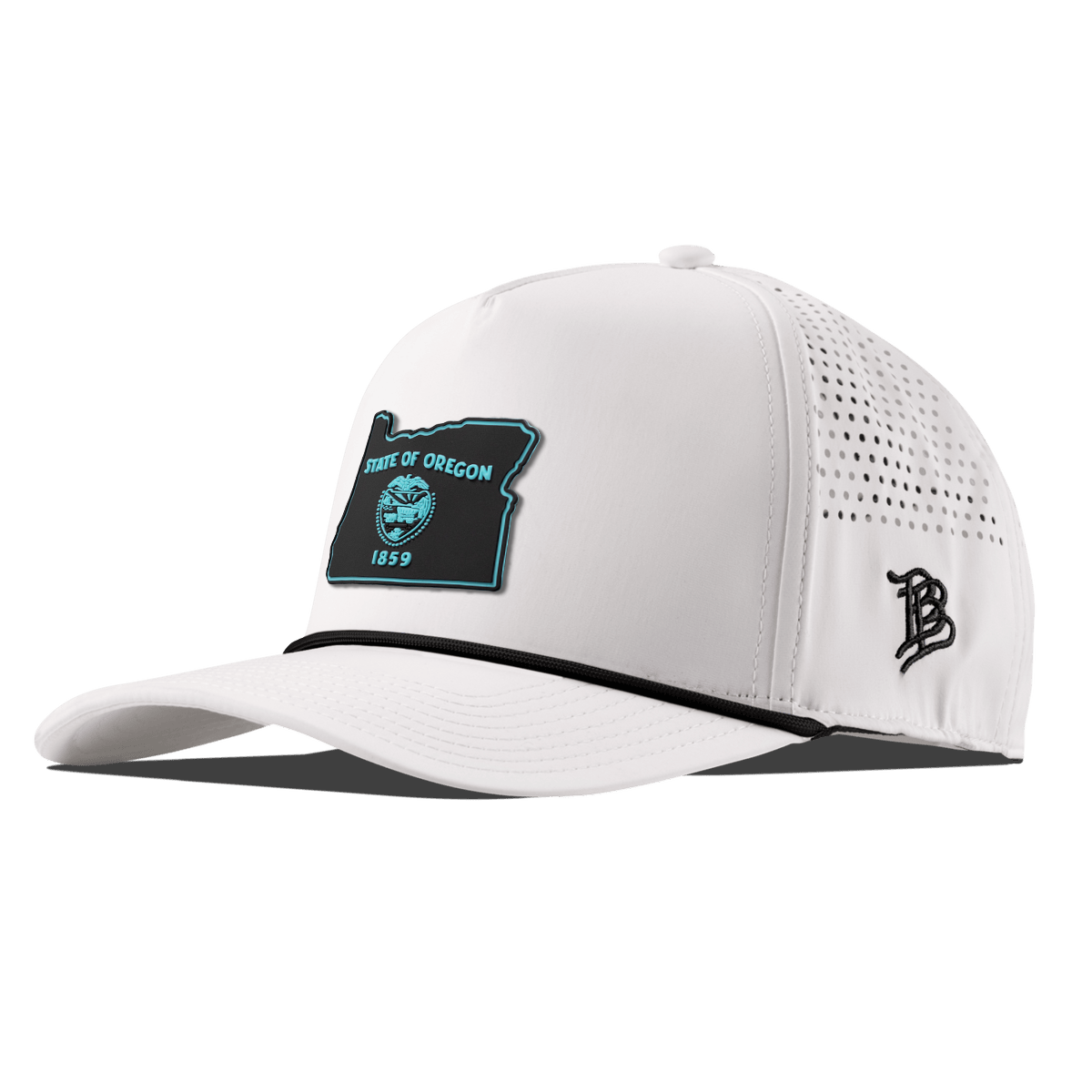 Oregon Turquoise Curved 5 Panel Rope White/Black