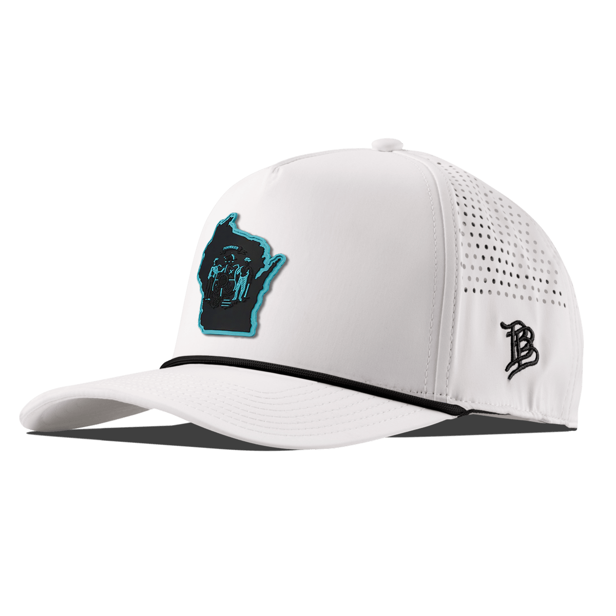 Wisconsin Turquoise Curved 5 Panel Rope White/Black