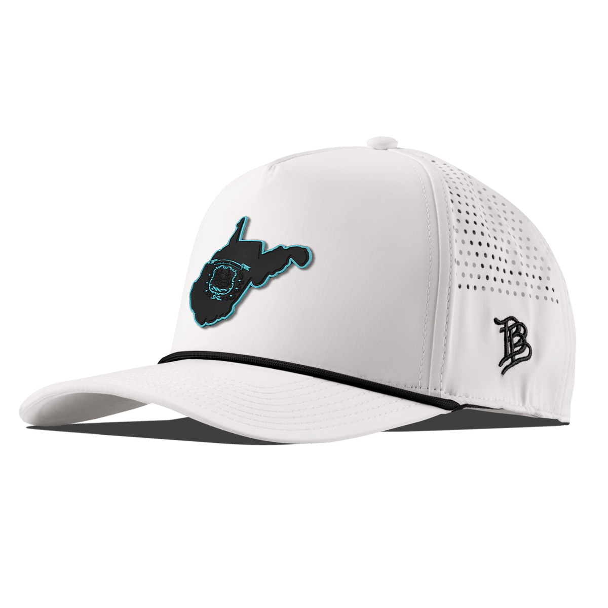 West Virginia Turquoise Curved 5 Panel Rope White/Black