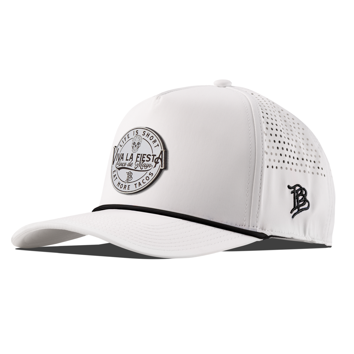 Branded Fiesta Curved 5 Panel Rope White Black