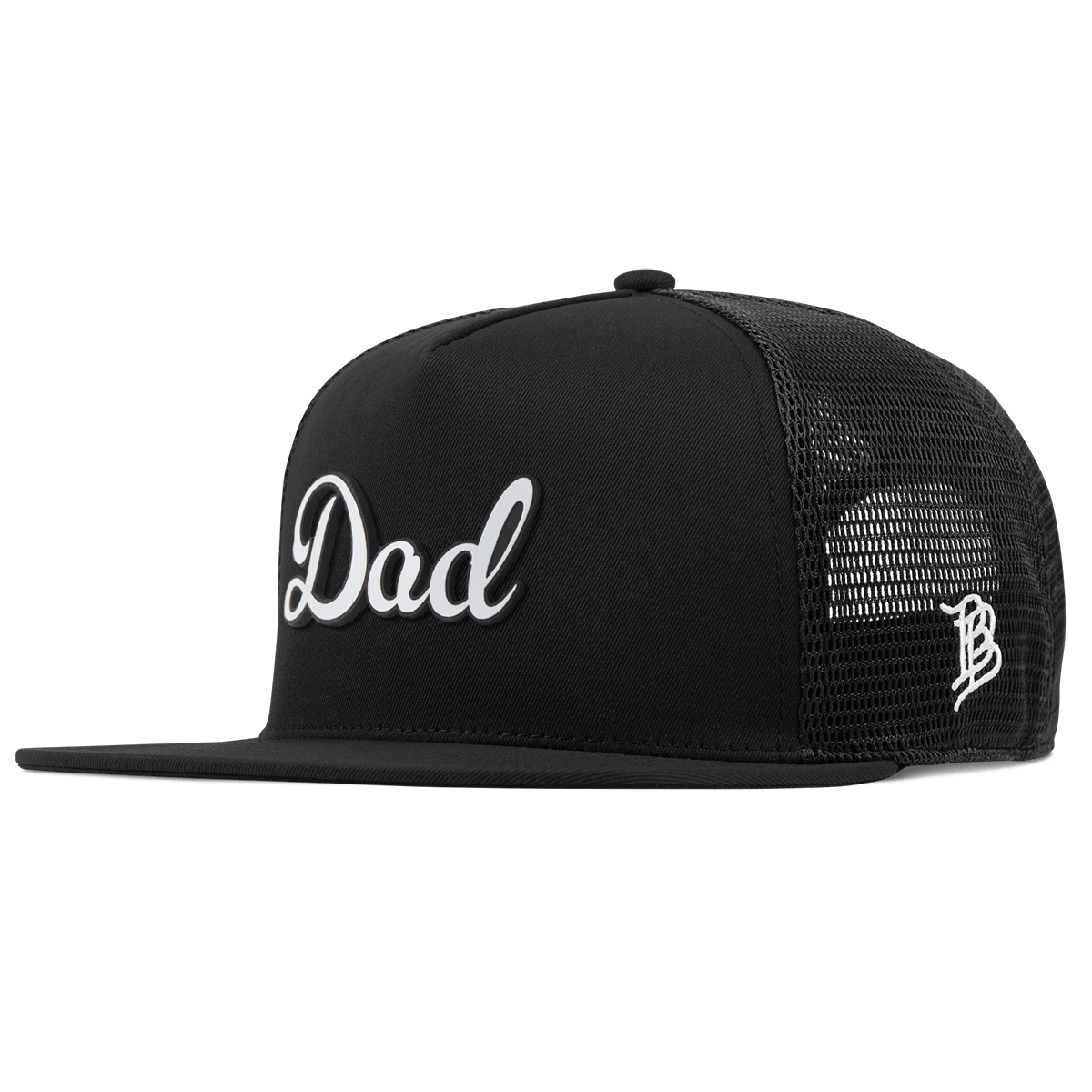 Dad Script Flat 5 Panel Trucker Black