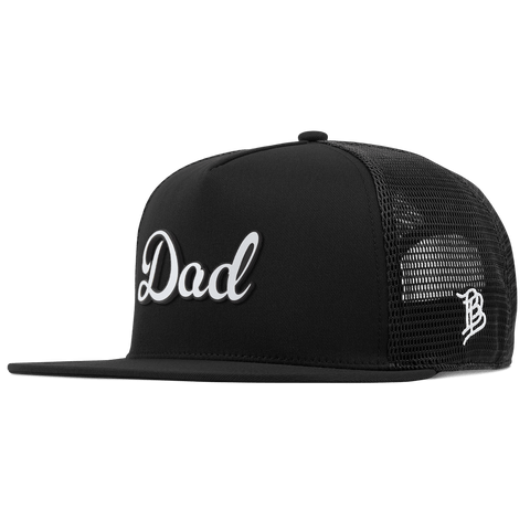 Dad Script Flat 5 Panel Trucker Black