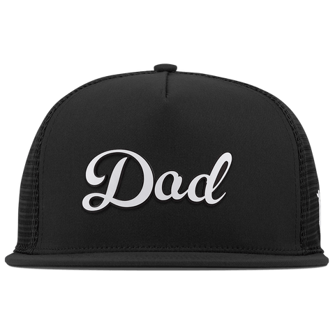 Dad Script Flat 5 Panel Trucker Black