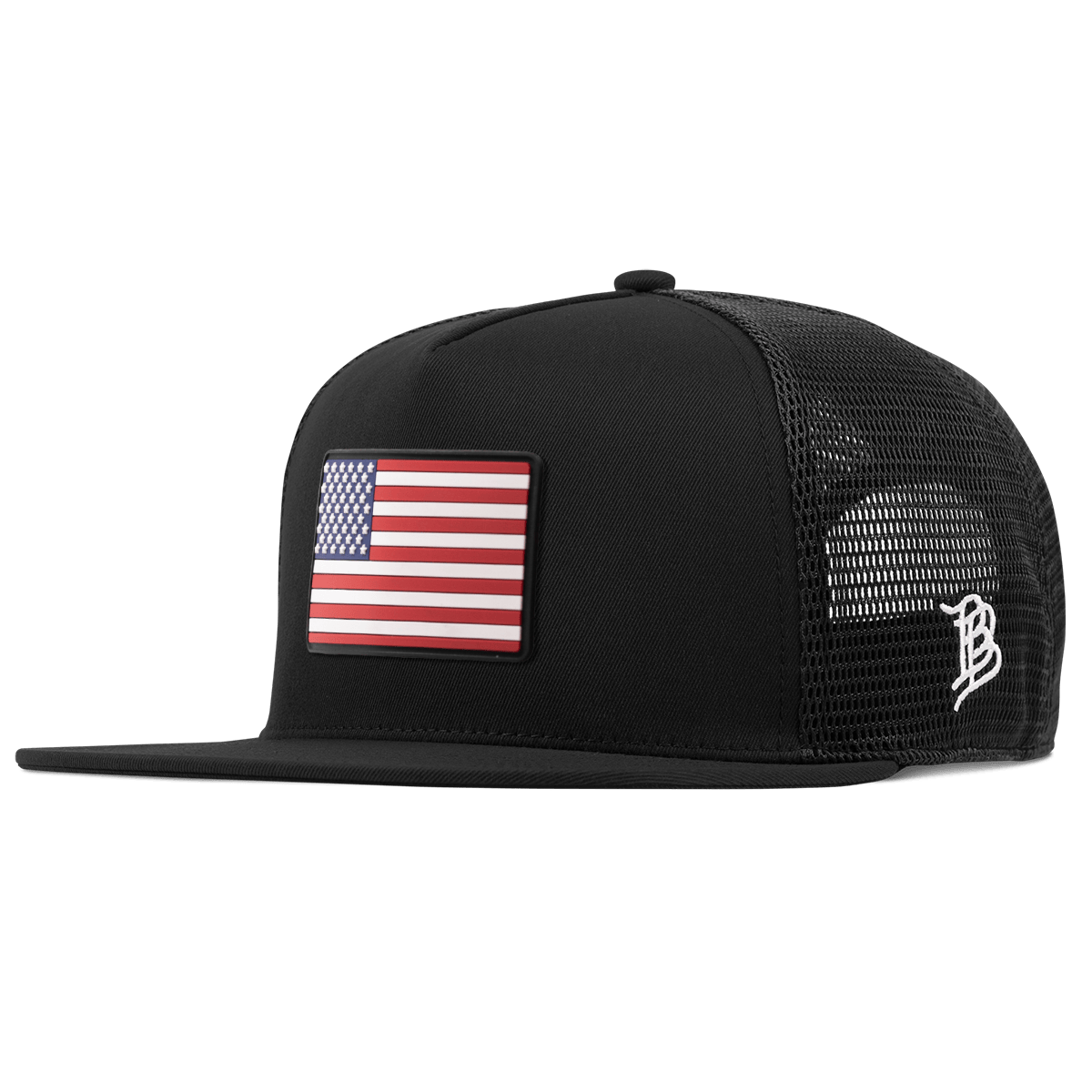 Old Glory Flat 5 Panel Trucker Black