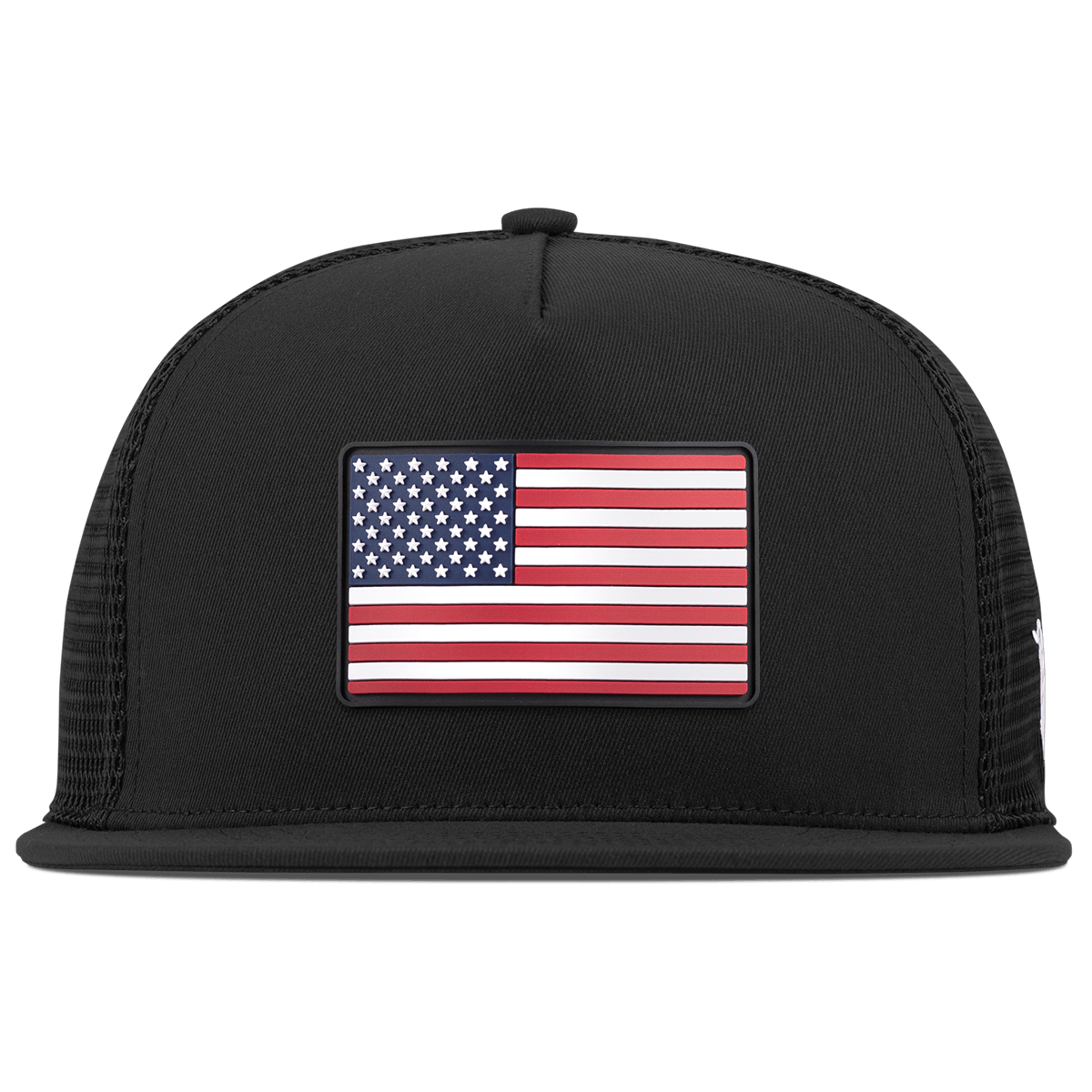 Old Glory Flat 5 Panel Trucker Black