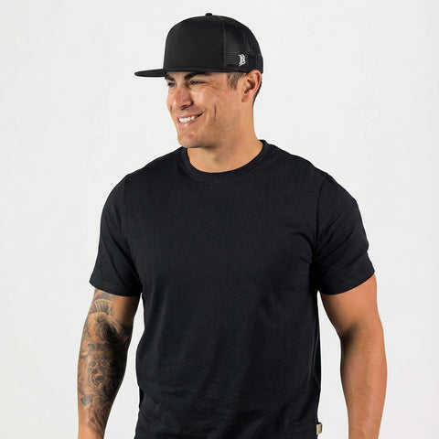 Bare Flat 5 Panel Trucker Black