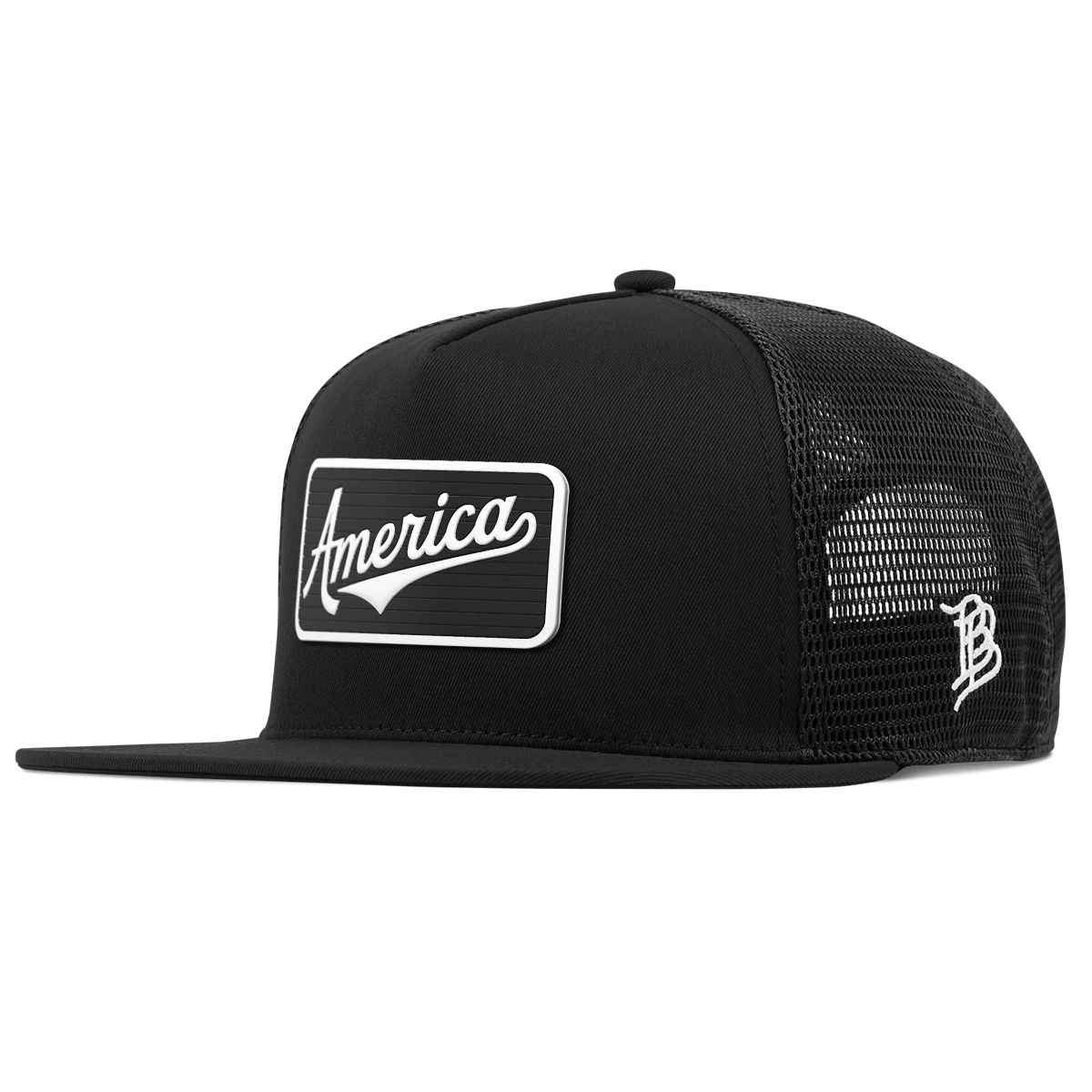 Vintage America Badge Flat 5 Panel Trucker Black