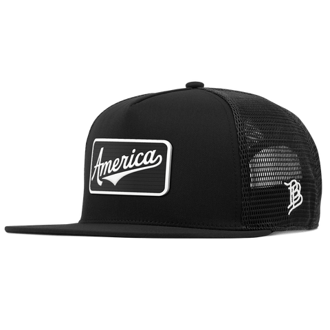 Vintage America Badge Flat 5 Panel Trucker Black