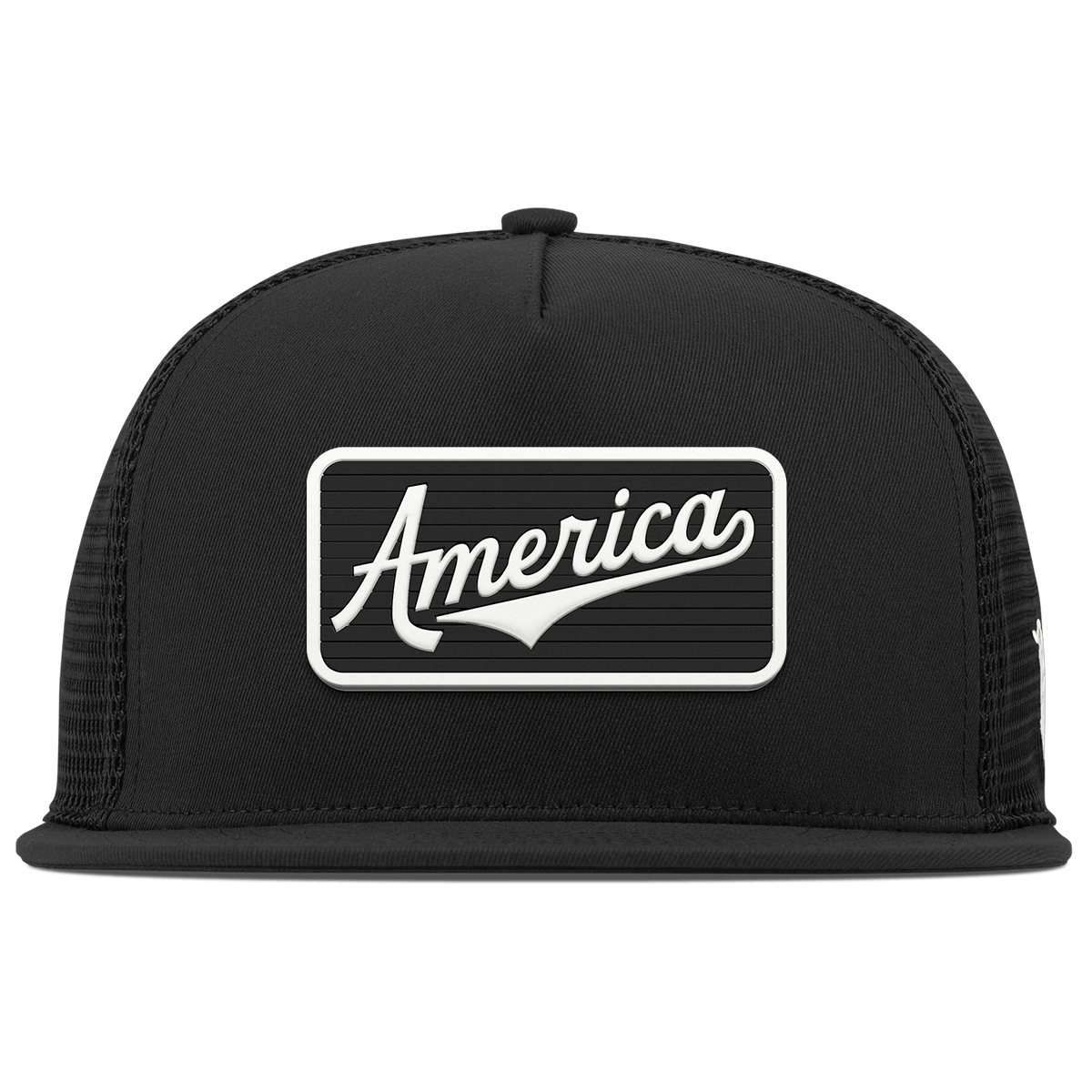 Vintage America Badge Flat 5 Panel Trucker Black