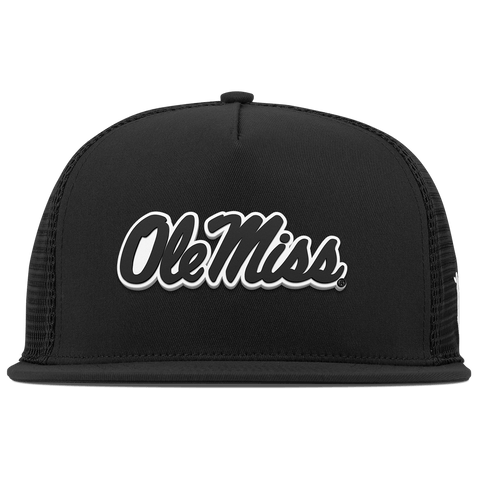 University of Mississippi "Vintage Ole Miss Team Logo" Flat 5 Panel Trucker Black