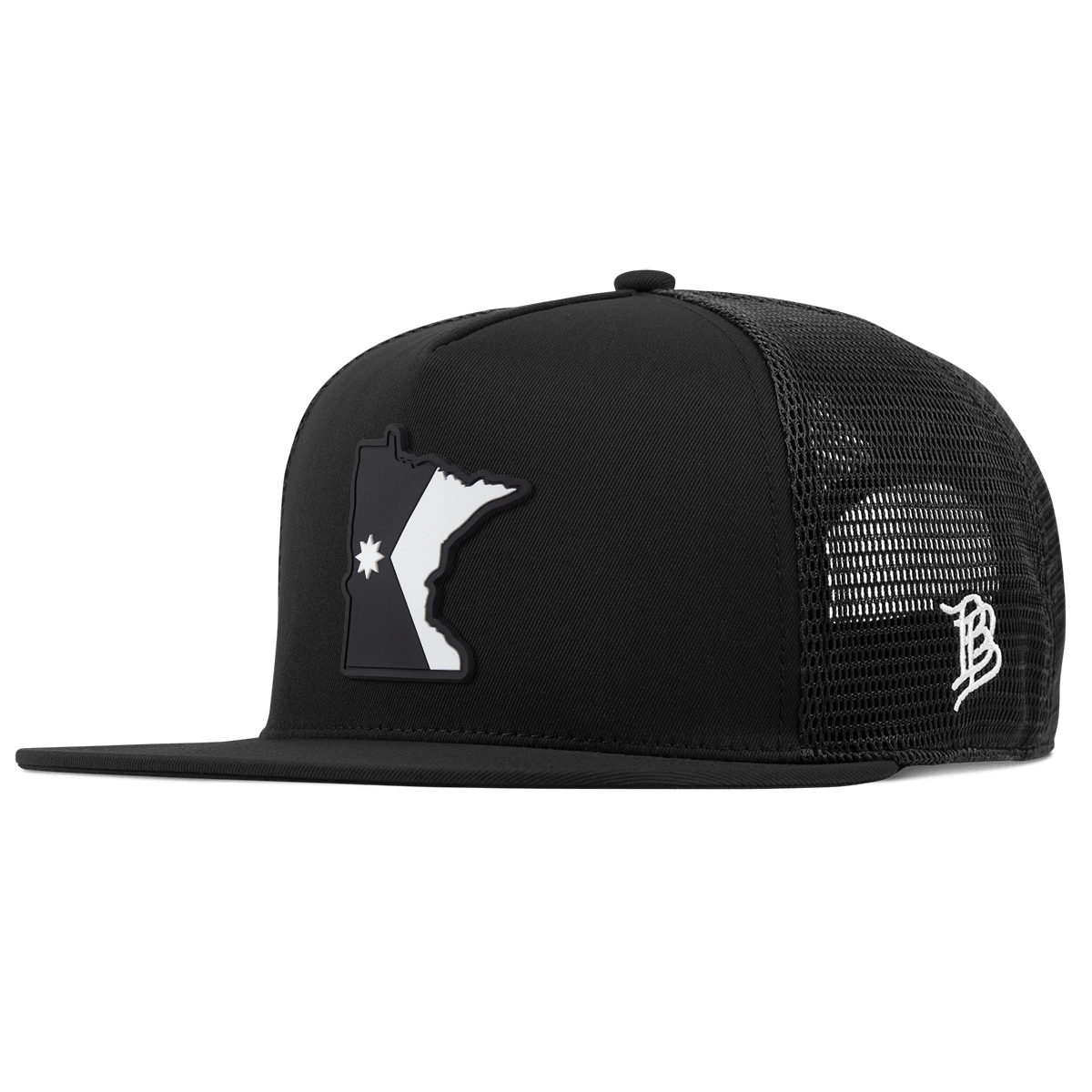 Minnesota Vintage Flat 5 Panel Trucker Black