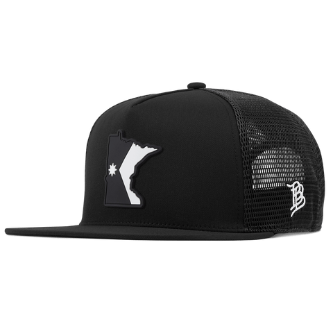 Minnesota Vintage Flat 5 Panel Trucker Black