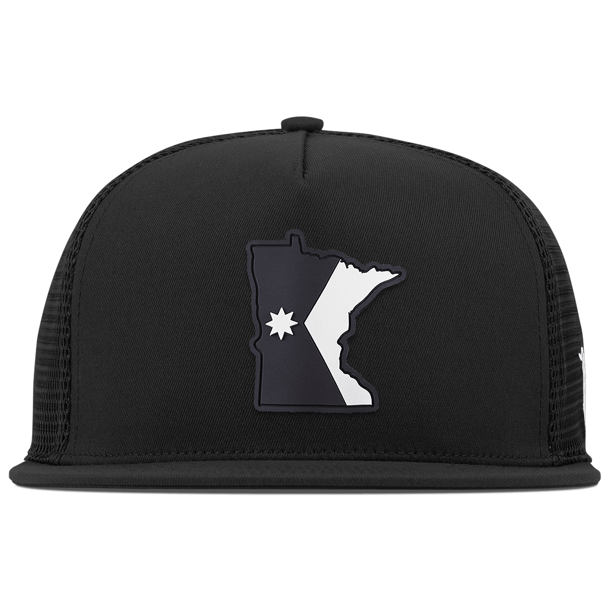 Minnesota Vintage Flat 5 Panel Trucker Black