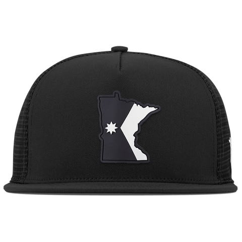 Minnesota Vintage Flat 5 Panel Trucker Black