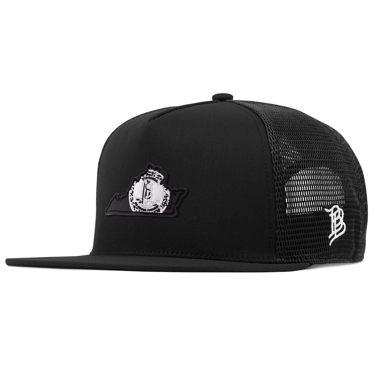 Virginia Vintage Flat 5 Panel Trucker Black