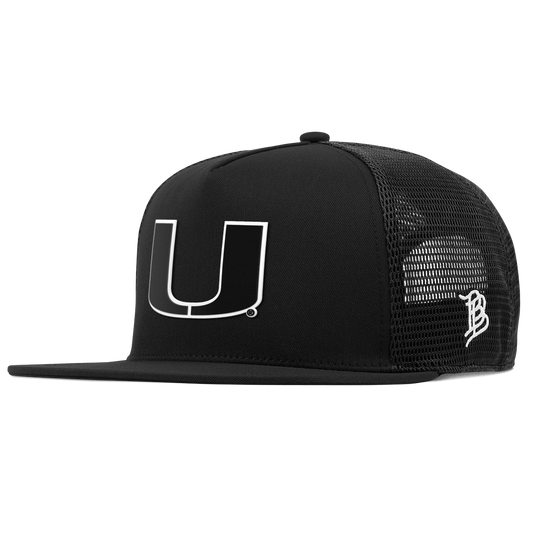 University of Miami "Vintage Miami Team Logo" Flat 5 Panel Trucker Black