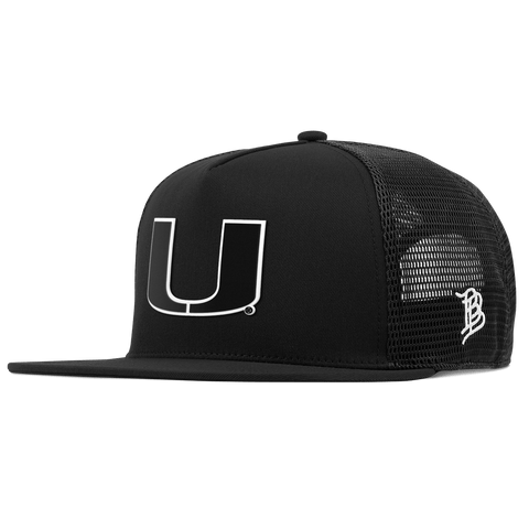 University of Miami "Vintage Miami Team Logo" Flat 5 Panel Trucker Black