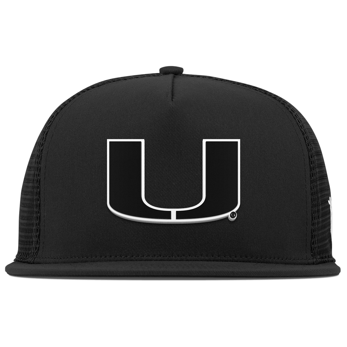 University of Miami "Vintage Miami Team Logo" Flat 5 Panel Trucker Black