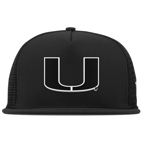 University of Miami "Vintage Miami Team Logo" Flat 5 Panel Trucker Black