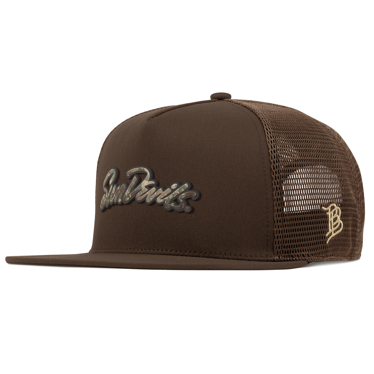 Arizona State University "ASU Sun Devils Timber Camo Script" Flat 5 Panel Trucker Brown