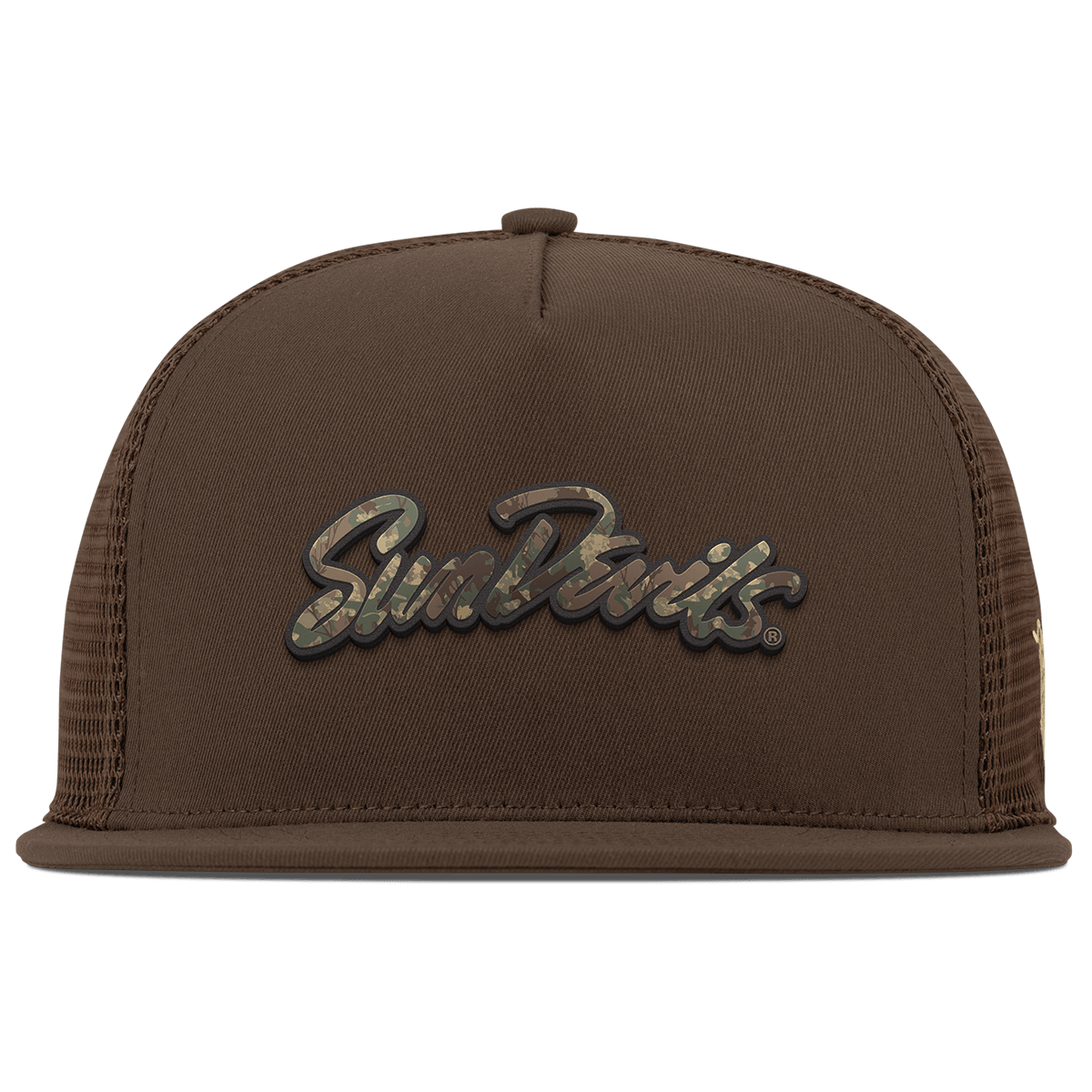 Arizona State University "ASU Sun Devils Timber Camo Script" Flat 5 Panel Trucker Brown