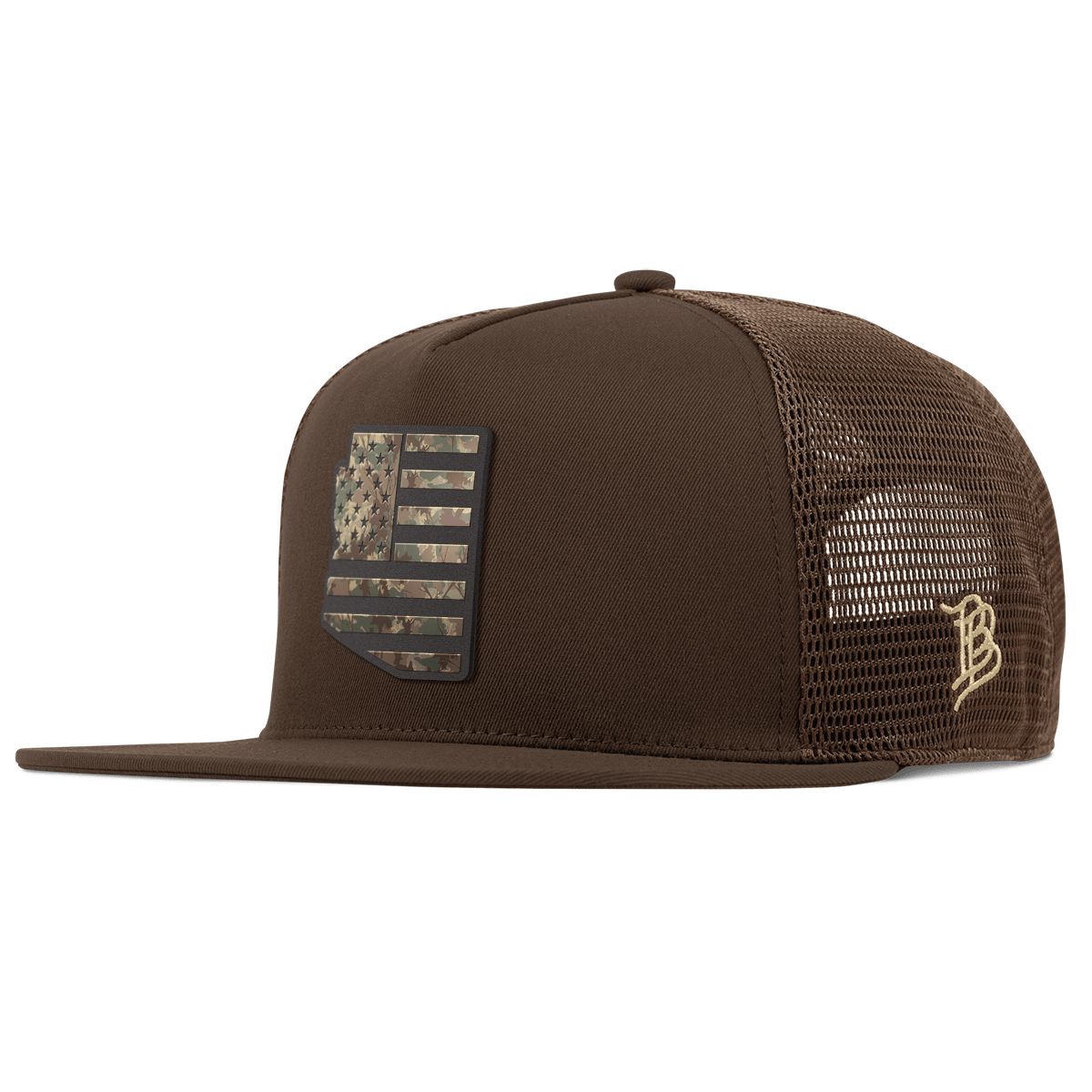 Arizona Timber Camo Patriot Flat 5 Panel Trucker Brown