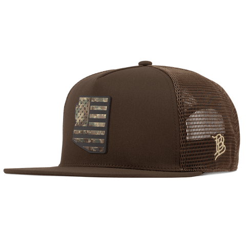Arizona Timber Camo Patriot Flat 5 Panel Trucker Brown