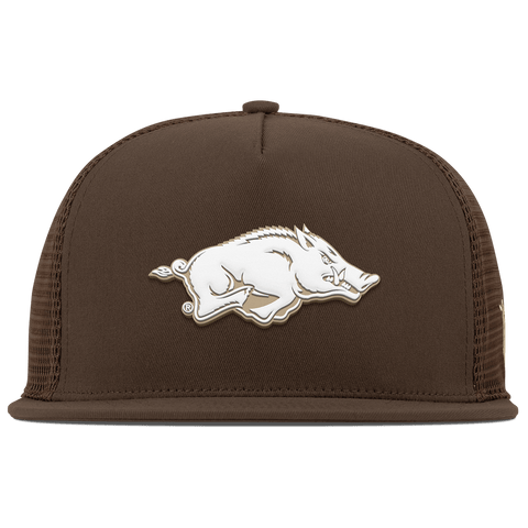 University of Arkansas "Arkansas Desert Series" Flat 5 Panel Trucker Brown