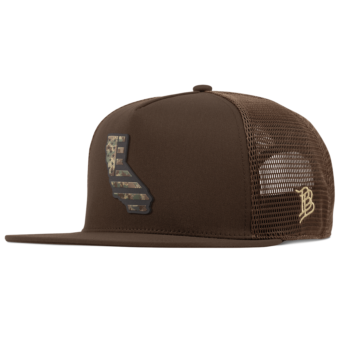 California Timber Camo Patriot Flat 5 Panel Trucker Brown