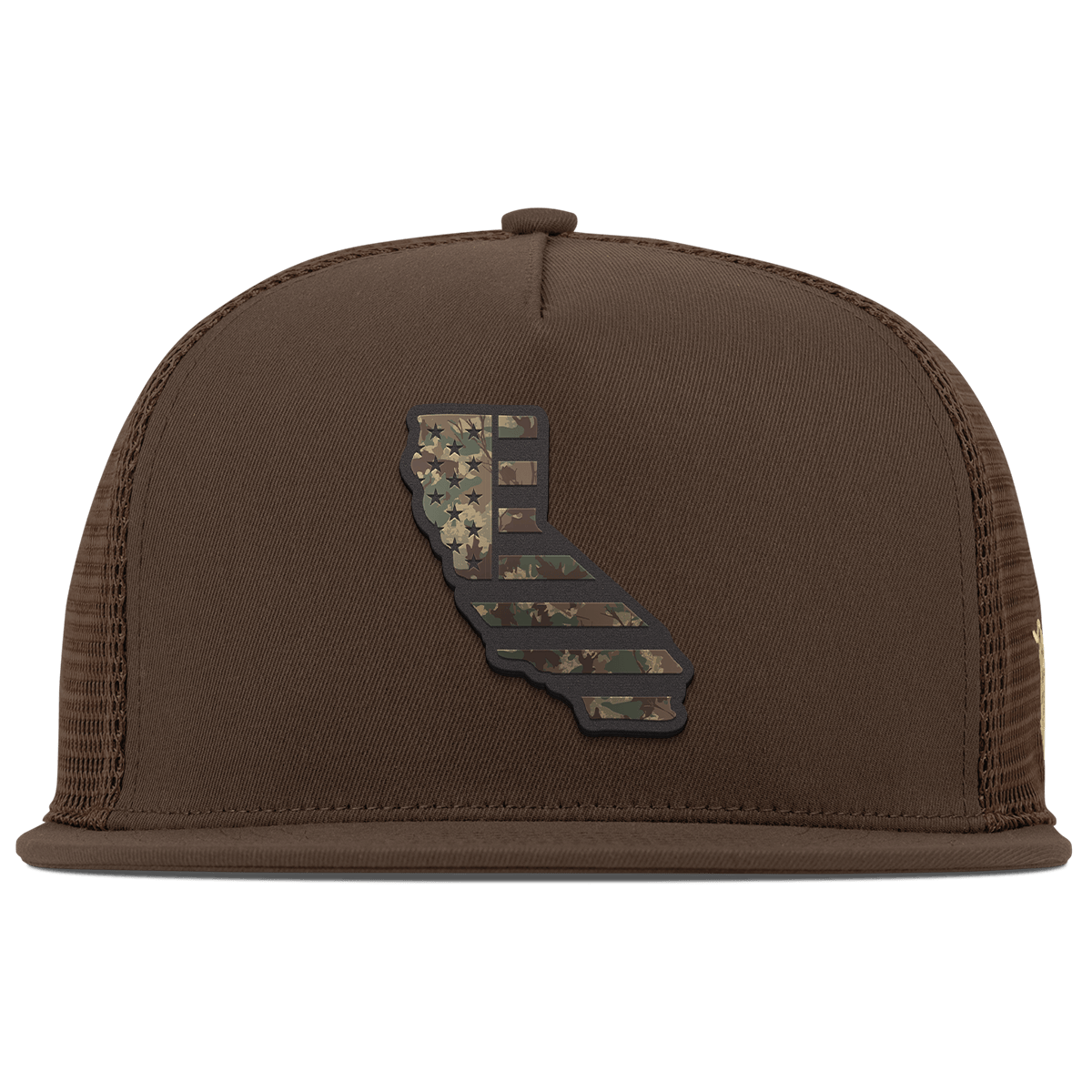 California Timber Camo Patriot Flat 5 Panel Trucker Brown