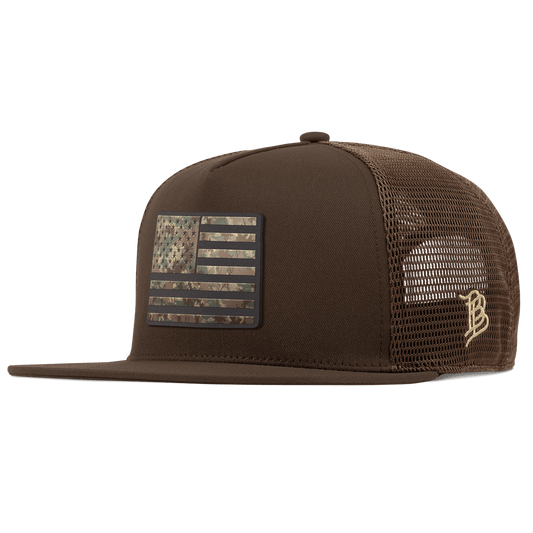 Colorado Timber Camo Patriot Flat 5 Panel Trucker Brown