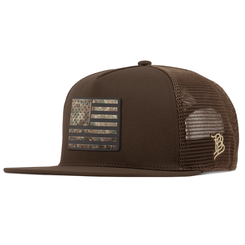 Colorado Timber Camo Patriot Flat 5 Panel Trucker Brown