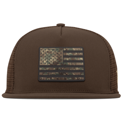 Colorado Timber Camo Patriot Flat 5 Panel Trucker Brown