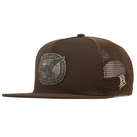 Duck Hunt Timber Camo Flat 5 Panel Trucker Brown