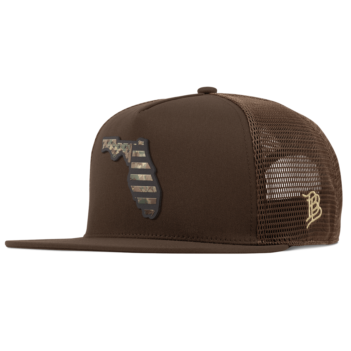Florida Timber Camo Patriot Flat 5 Panel Trucker Brown
