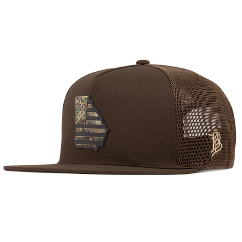 Georgia Timber Camo Patriot Flat 5 Panel Trucker Brown