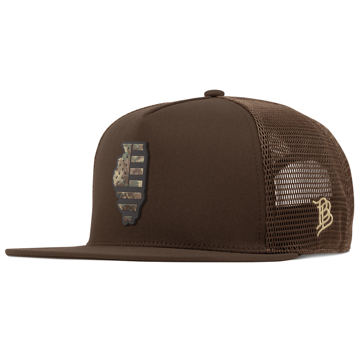 Illinois Timber Camo Patriot Flat 5 Panel Trucker Brown