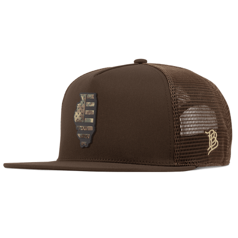 Illinois Timber Camo Patriot Flat 5 Panel Trucker Brown