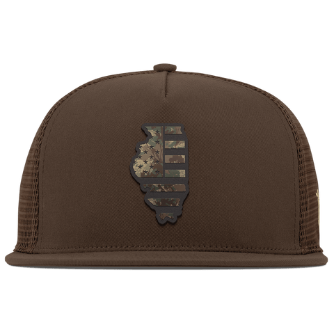 Illinois Timber Camo Patriot Flat 5 Panel Trucker Brown