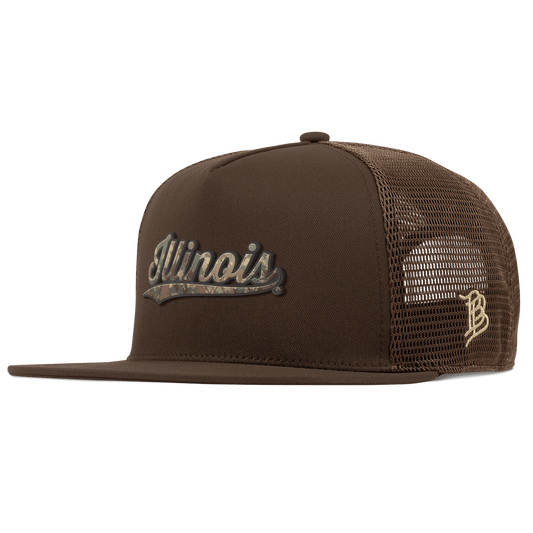 University of Illinois "Illinois Timber Camo Script" Flat 5 Panel Trucker Brown