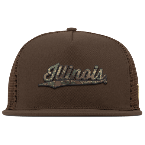 University of Illinois "Illinois Timber Camo Script" Flat 5 Panel Trucker Brown
