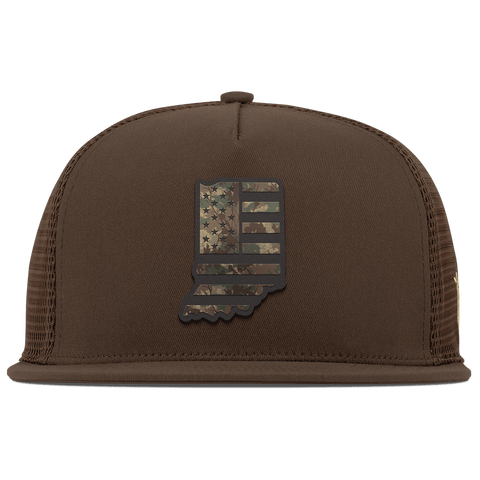 Indiana Timber Camo Patriot Flat 5 Panel Trucker Brown