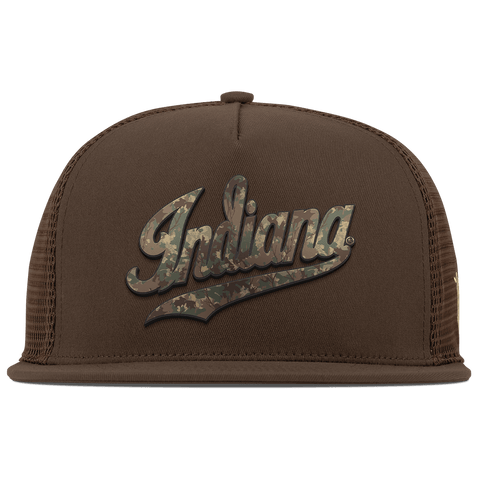 Indiana University "Indiana Timber Camo Series" Flat 5 Panel Trucker Brown
