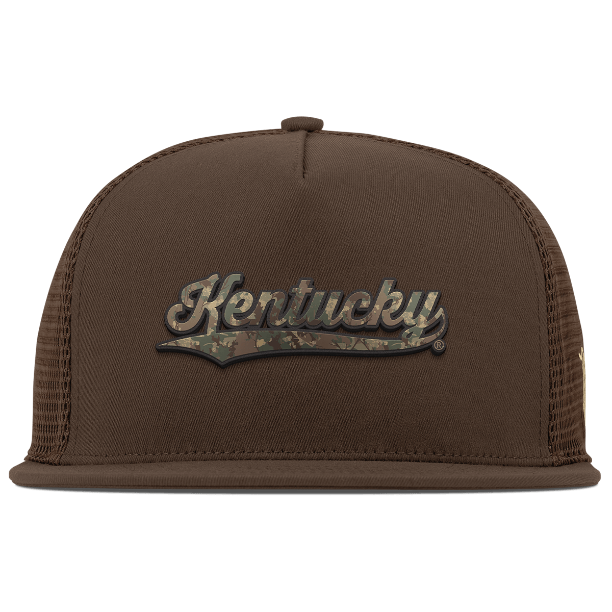 University of Kentucky "Kentucky Timber Camo Series" Flat 5 Panel Trucker Brown